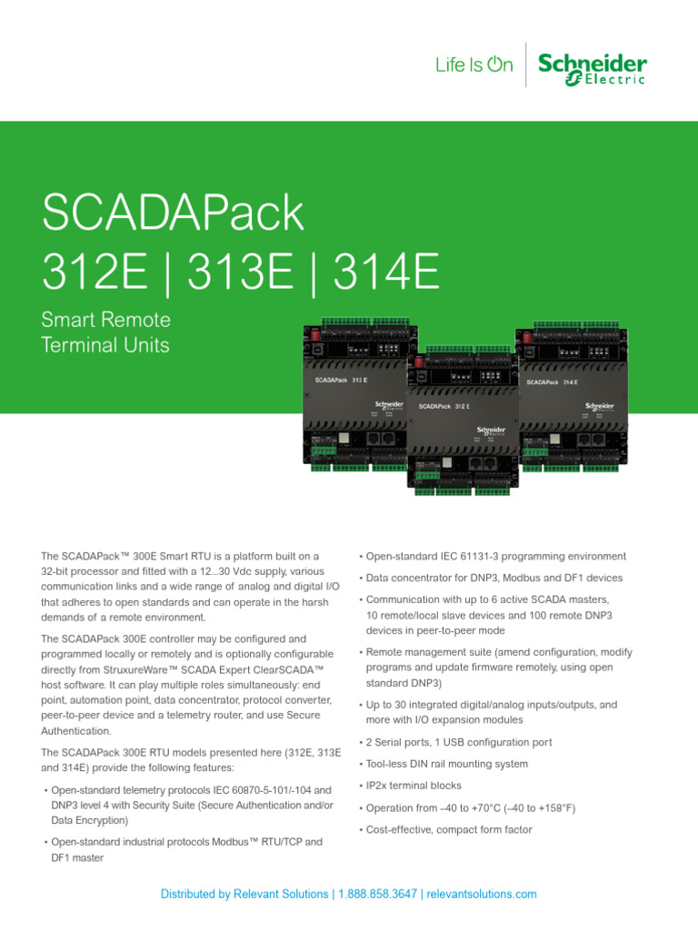 Schneider Scadapack 312e - 313e - 314e Datasheet | PDF ...