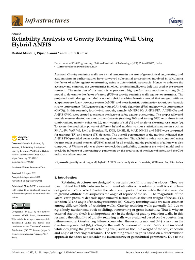 Hybrid ANFIS for Gravity Wall Reliability | PDF | Metaheuristic ...