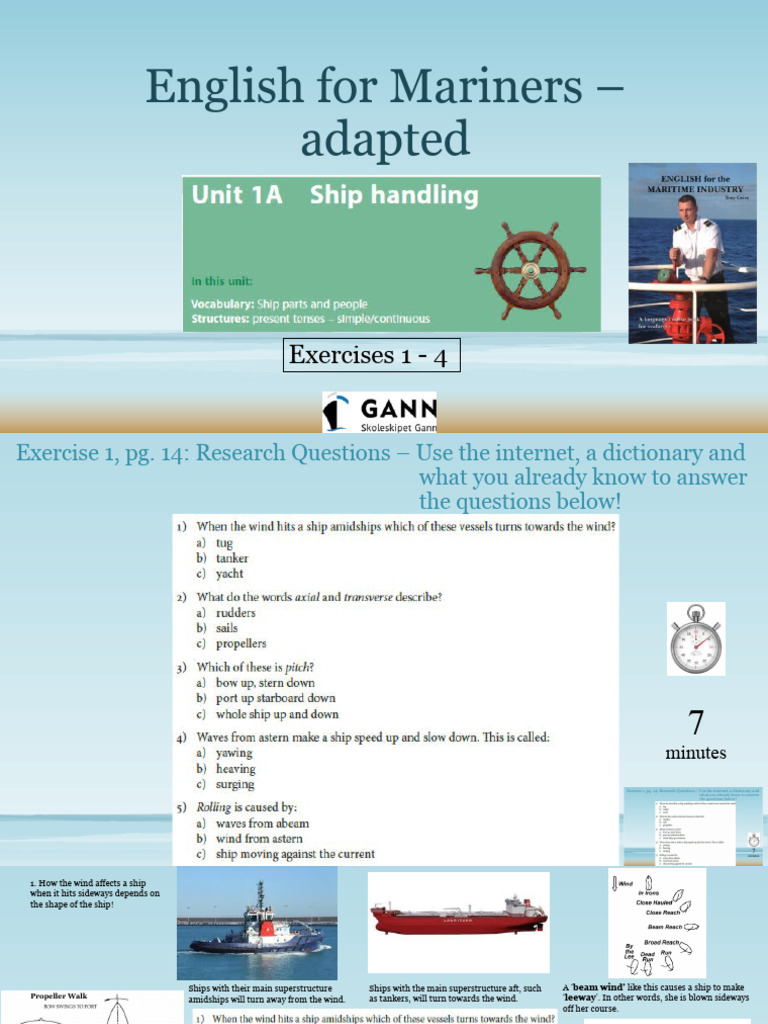 English for Mariners: Navigation Exercises | PDF | Ships | Stern
