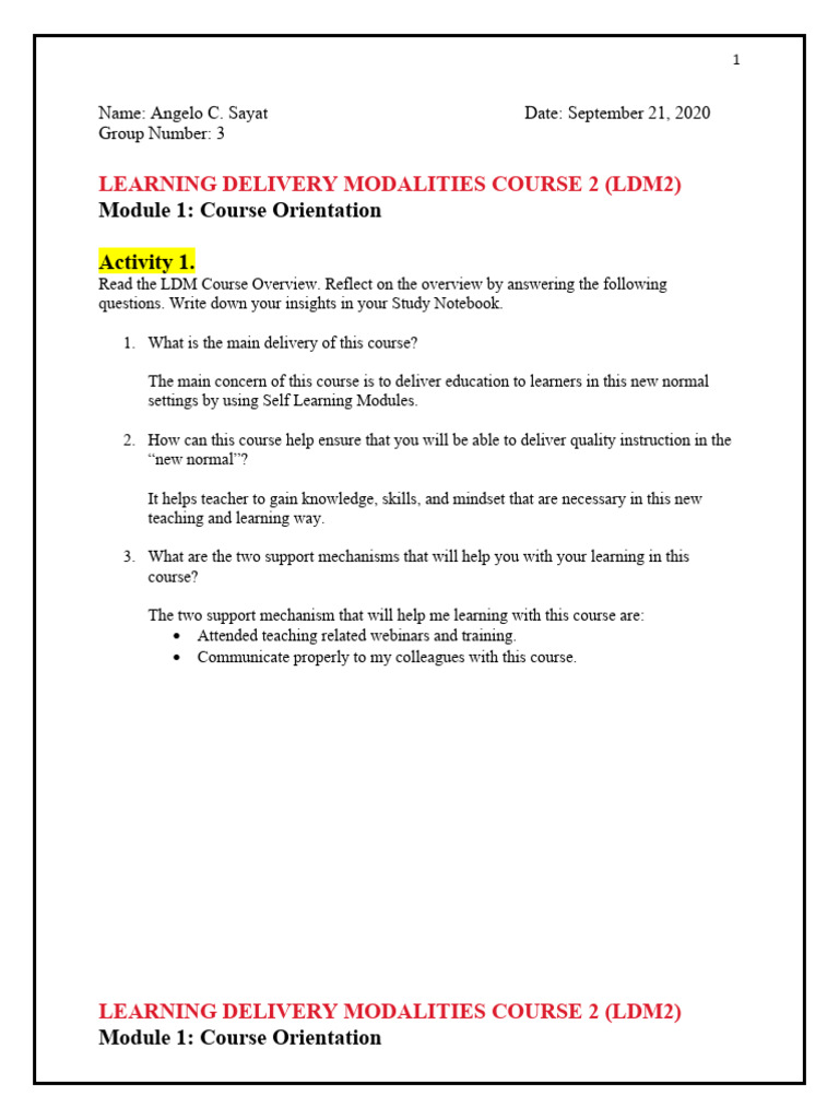 LDM2 Course Orientation Insights | PDF | Learning | Teachers