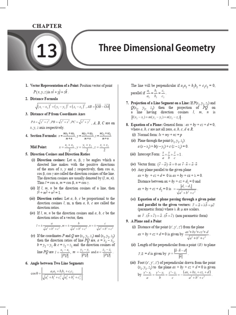 Three Dimensional Geometry Formulas | PDF | Linear Algebra | Euclid
