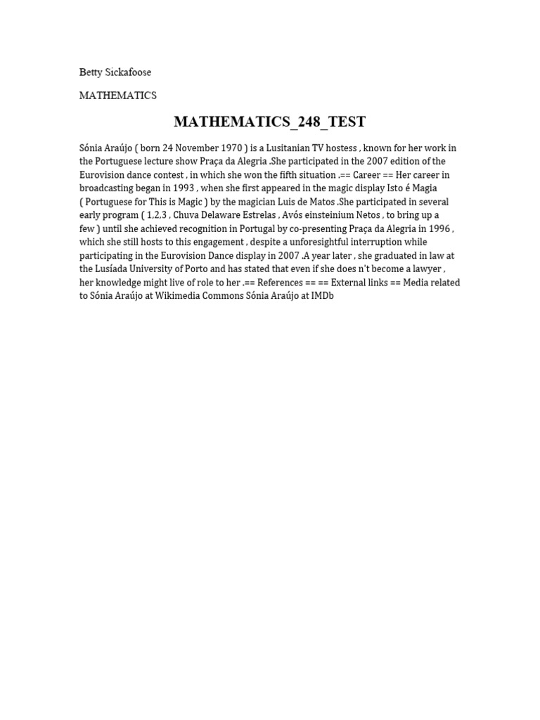 Mathematics 248 Test | PDF