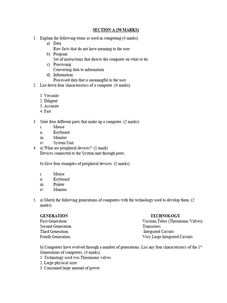 Computer Form One Term Two Cat 1 | PDF | Vacuum Tube | Computing