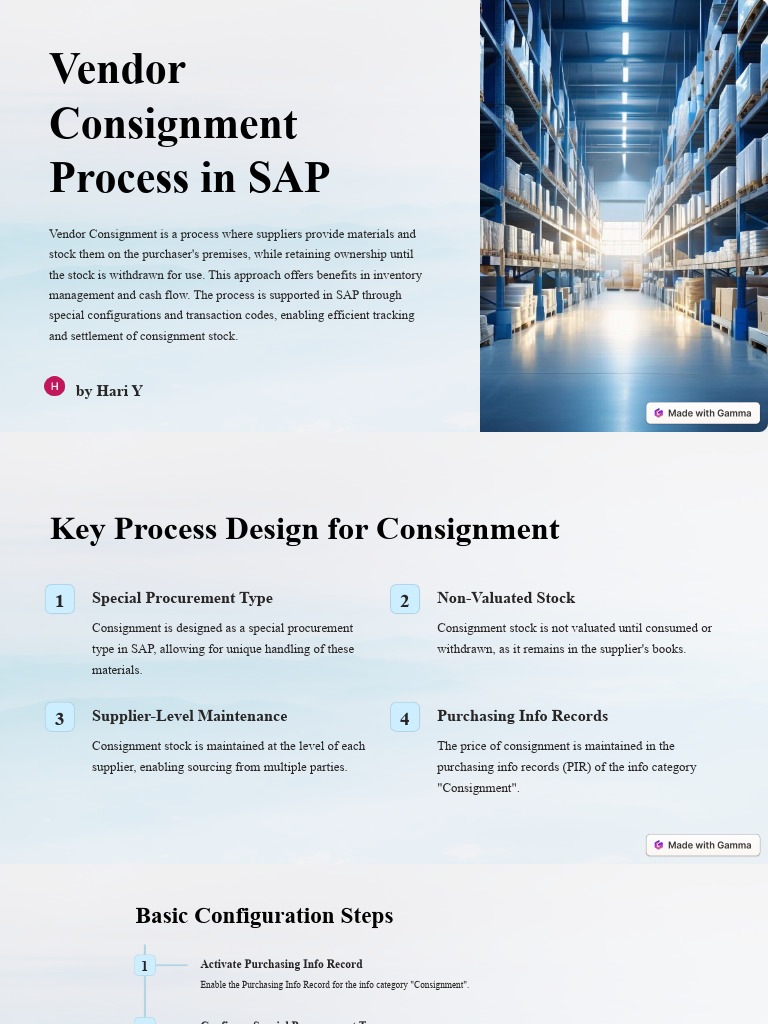 SAP Vendor Consignment Process Guide | PDF | Receipt | Procurement