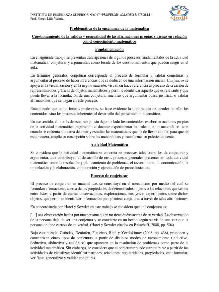 Actividad Matemática | PDF | Conjetura | Razonamiento deductivo