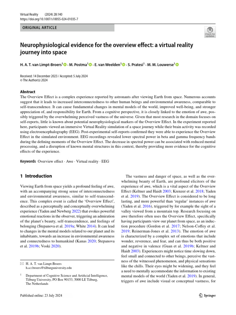 Neurophysiological evidence for the overview effect pdf