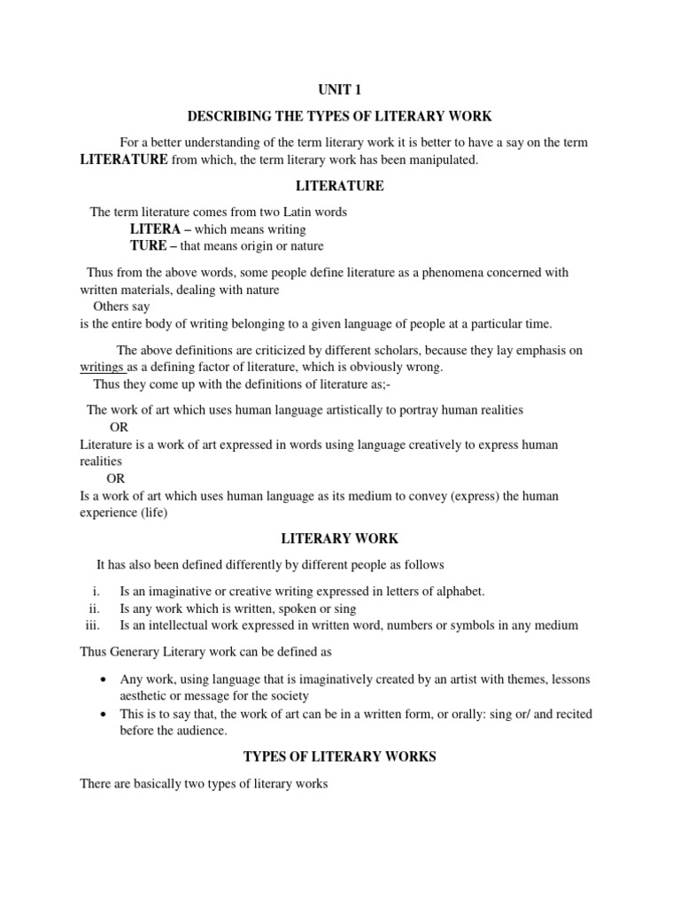 Types and Elements of Literary Works | PDF | Narration | Plot (Narrative)