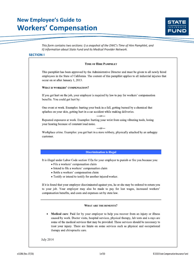 New Employee S Guide To Workers Compensation Pdf