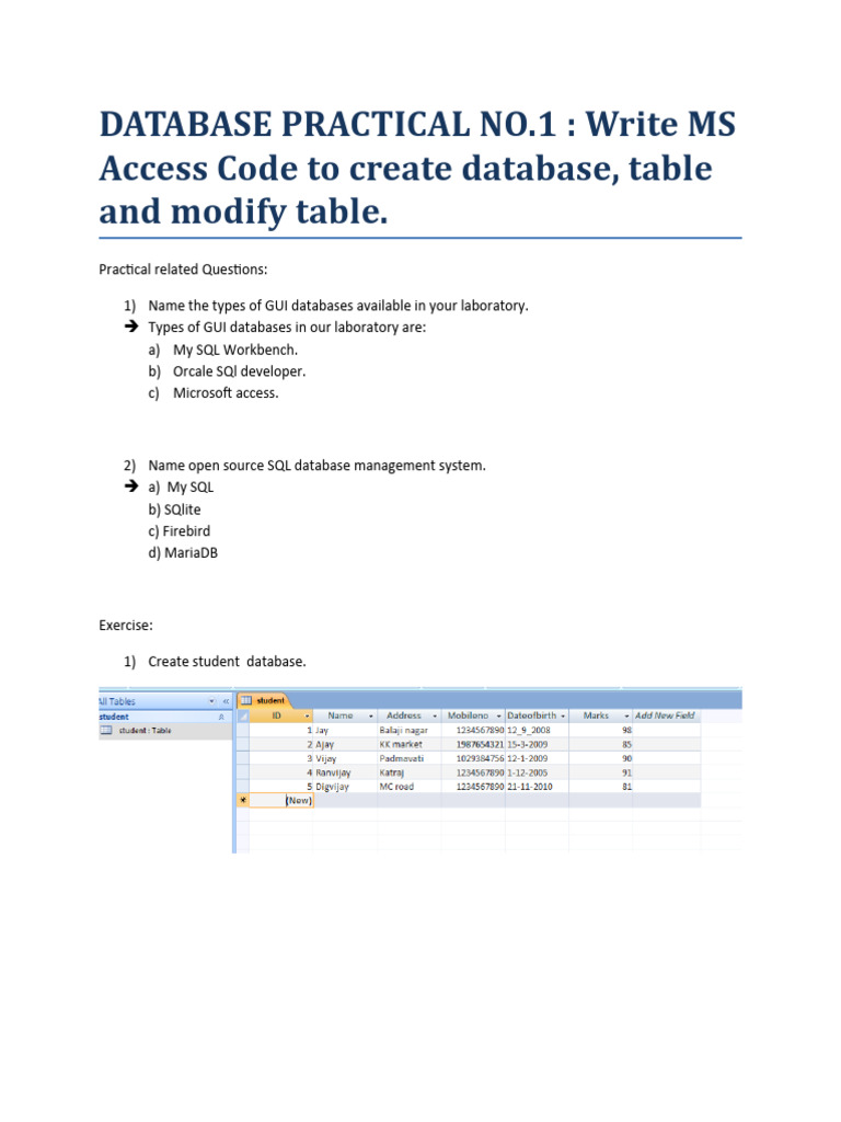 MS Access Database Creation Guide | PDF | Art | Computers