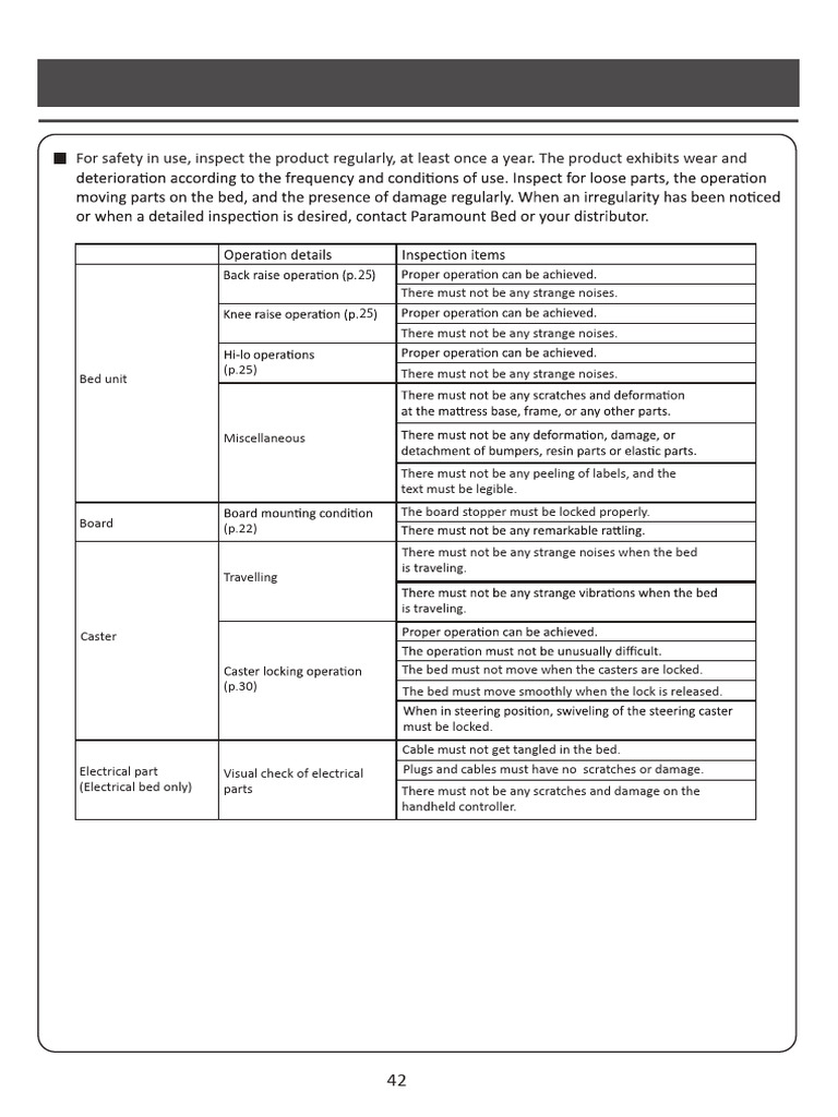 Bed Safety Inspection and Maintenance Guide | PDF | Electrical ...