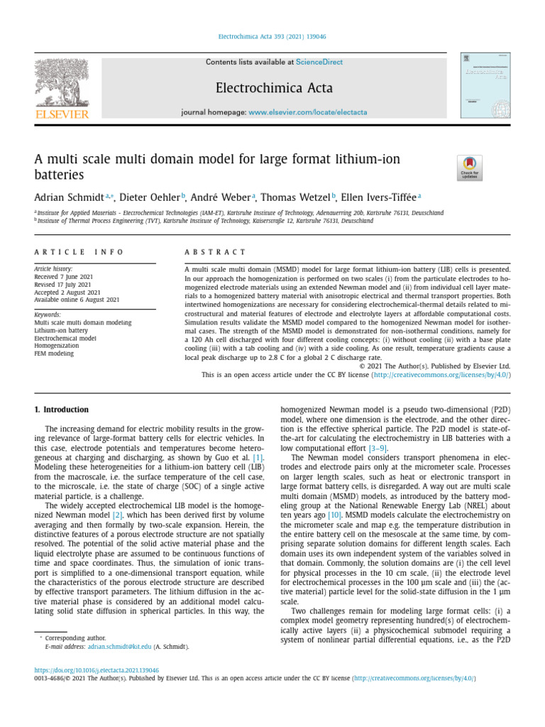 A Multi Scale Multi Domain Model For Large Format Lithium-Ion Batteries ...