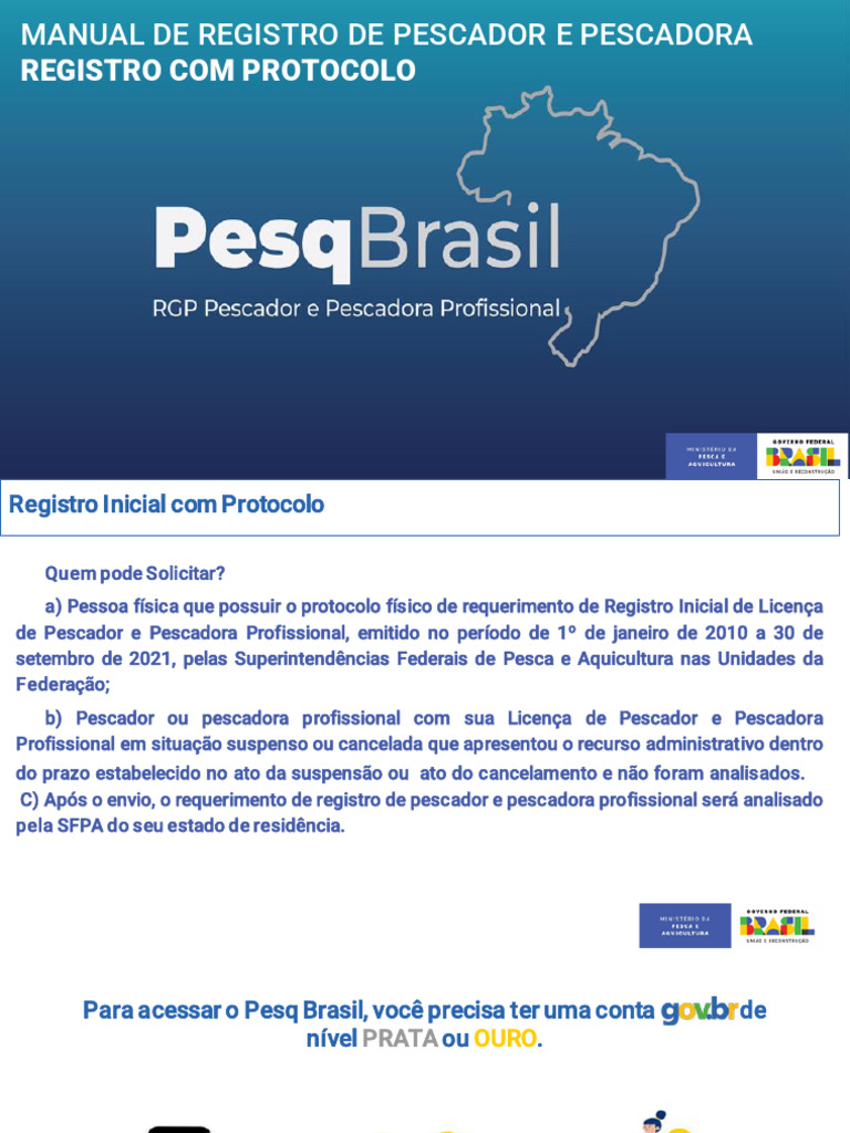 Pesqbrasil RGP Pescador e Pescadora Profissional Registro Com Protocolo ...