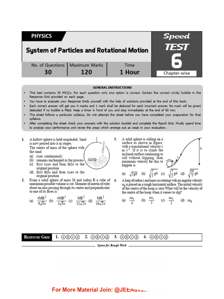 NTA JEE Main 101 Speed Tests Disha @JEEAdvanced - 2024 4 | PDF ...