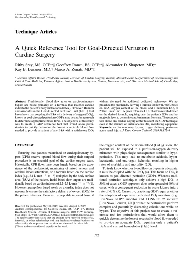Goal Directed Perfusion | PDF | Coronary Artery Bypass Surgery ...
