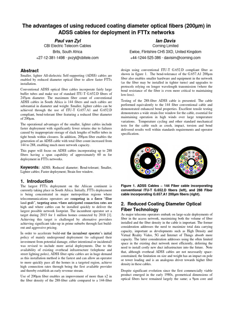 Advantages of 200µm Fiber in ADSS Cables | PDF | Optical Fiber | Fiber ...