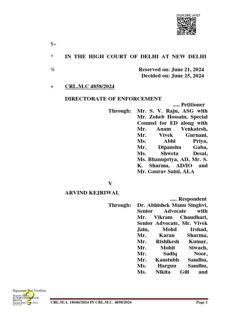 ED Challenges Bail Order in High Court | PDF | Bail | Judgment (Law)