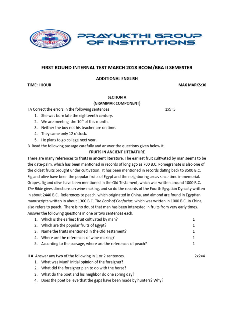 Ii Sem Additional English | PDF | Foreign Language Studies