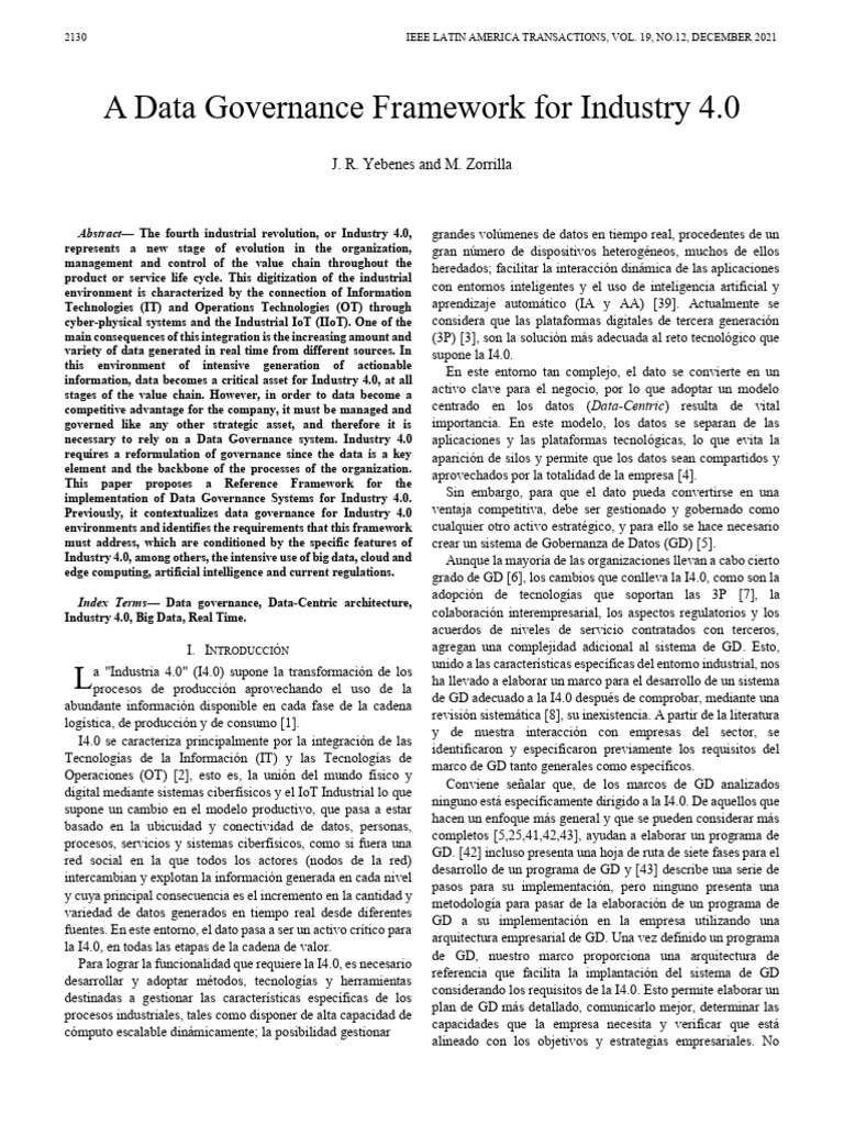 A Data Governance Framework For Industry 4.0 | PDF | Metadatos | Toma ...