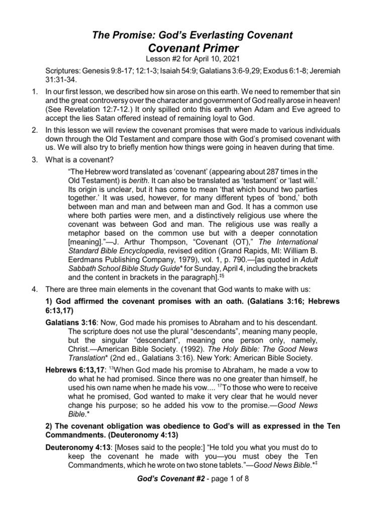 KHart SS PDF 21Q2 2 Gods Covenant Covenant Primer | PDF | Covenant ...