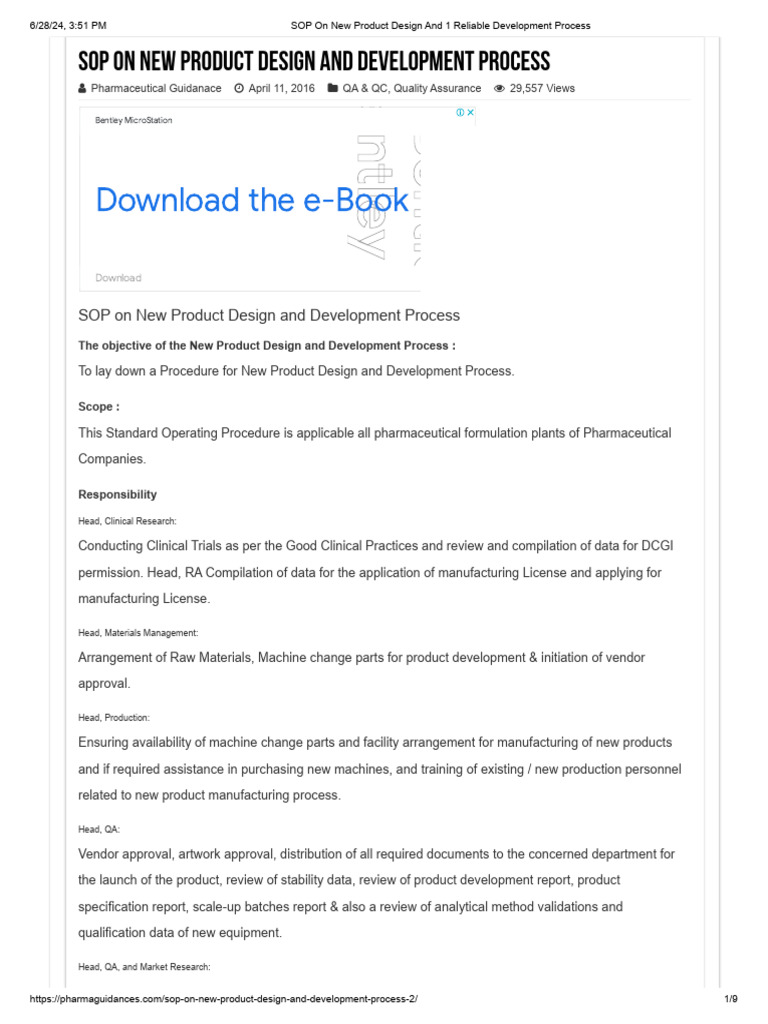SOP for New Pharmaceutical Product Development | PDF | Clinical Trial ...