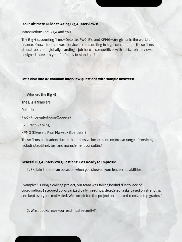 Big 4 Interview Preparation Guide | PDF | Accounting | Business
