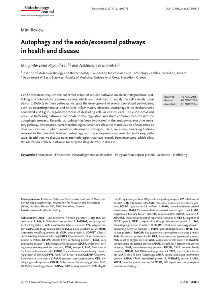 Autophagy and Exosomal Pathways in Disease | PDF | Autophagy | Lysosome