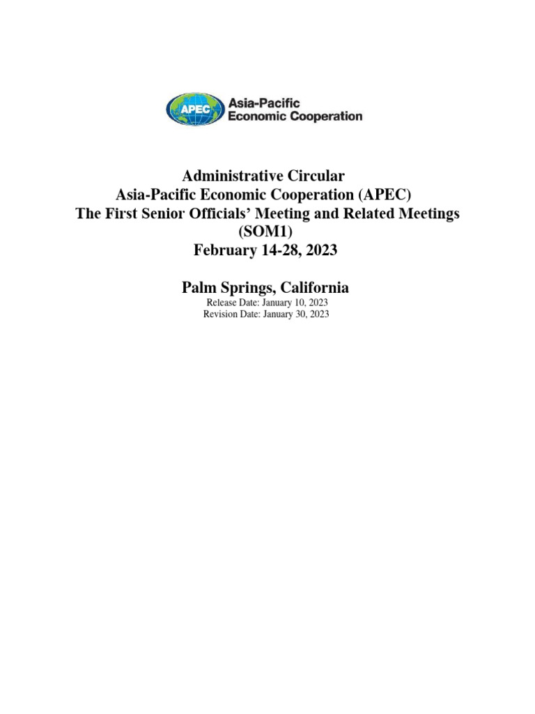 APEC 2023 SOM1 Administrative Circular | PDF | Travel Visa