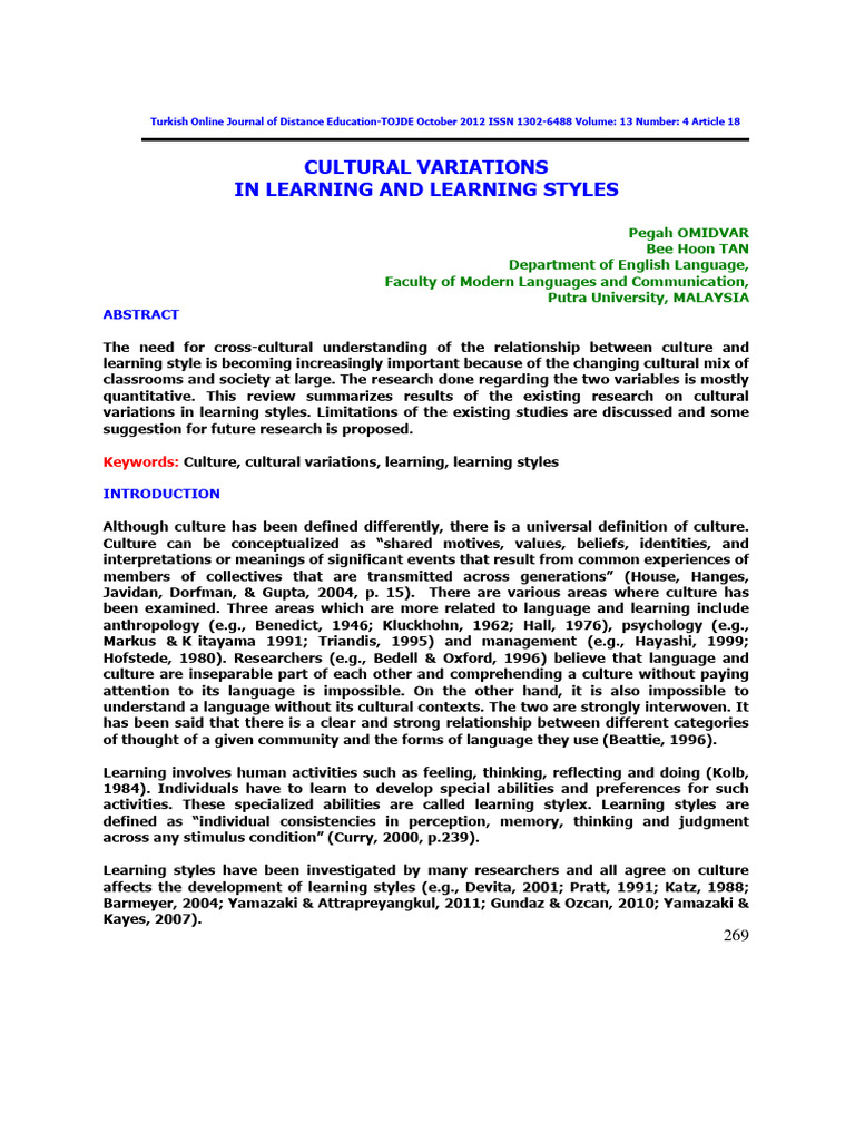 Cultural Differences in Teaching and Learning Styles | PDF | Learning ...