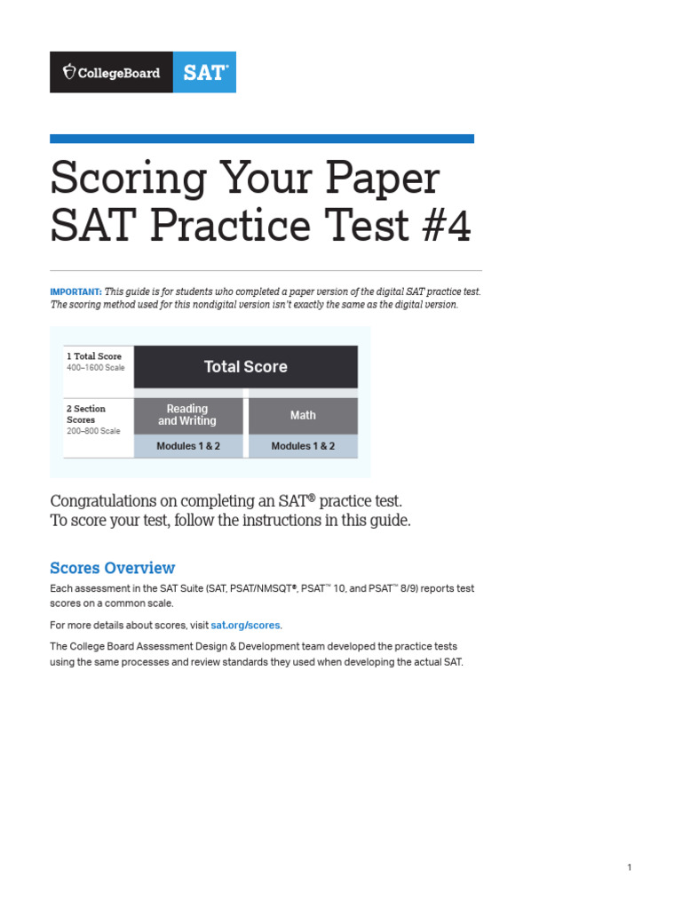 sat practice test 4 scoring sheet