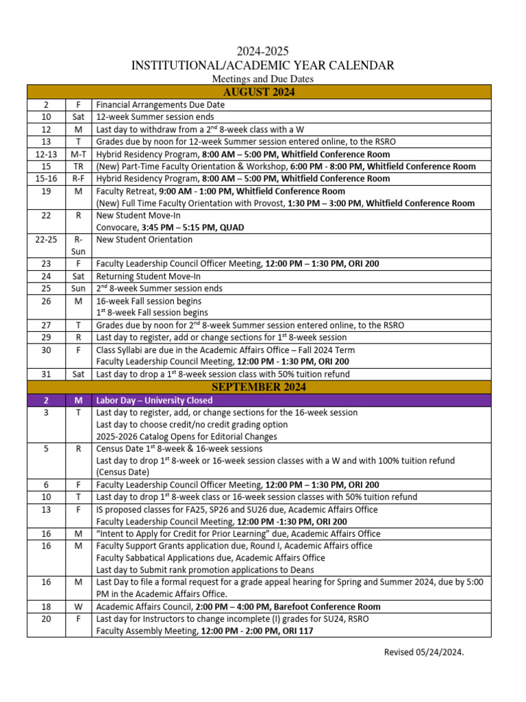 Academic Calendar 2024 2025 | PDF | Academia | Educational Stages
