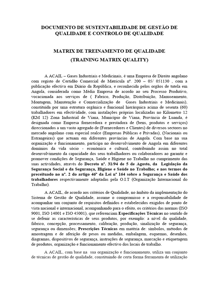 Gestão de Qualidade na ACAIL: Sustentabilidade | PDF | Qualidade ...