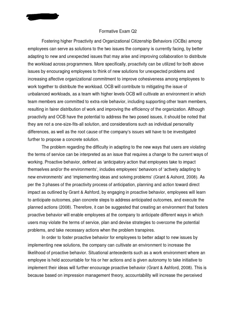 MG4C2 - Sample Mock Answer Q2 | PDF | Behavior | Organizational Behavior