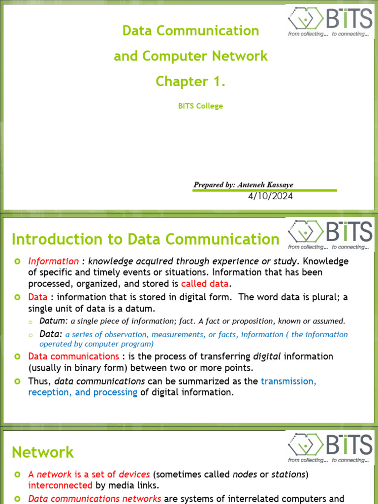 Introduction to Data Communication | PDF | Telegraphy | Character Encoding