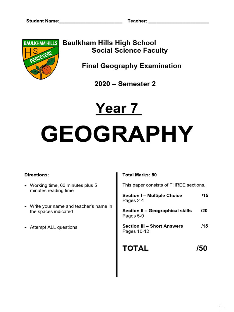 2020 Geography Exam Sem 2 | PDF | Water | Rain