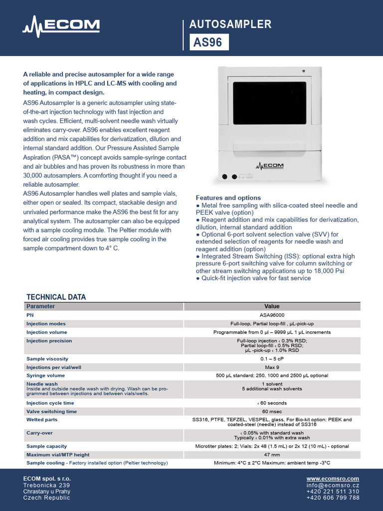 Info Autosampler AS96 en 00 | PDF