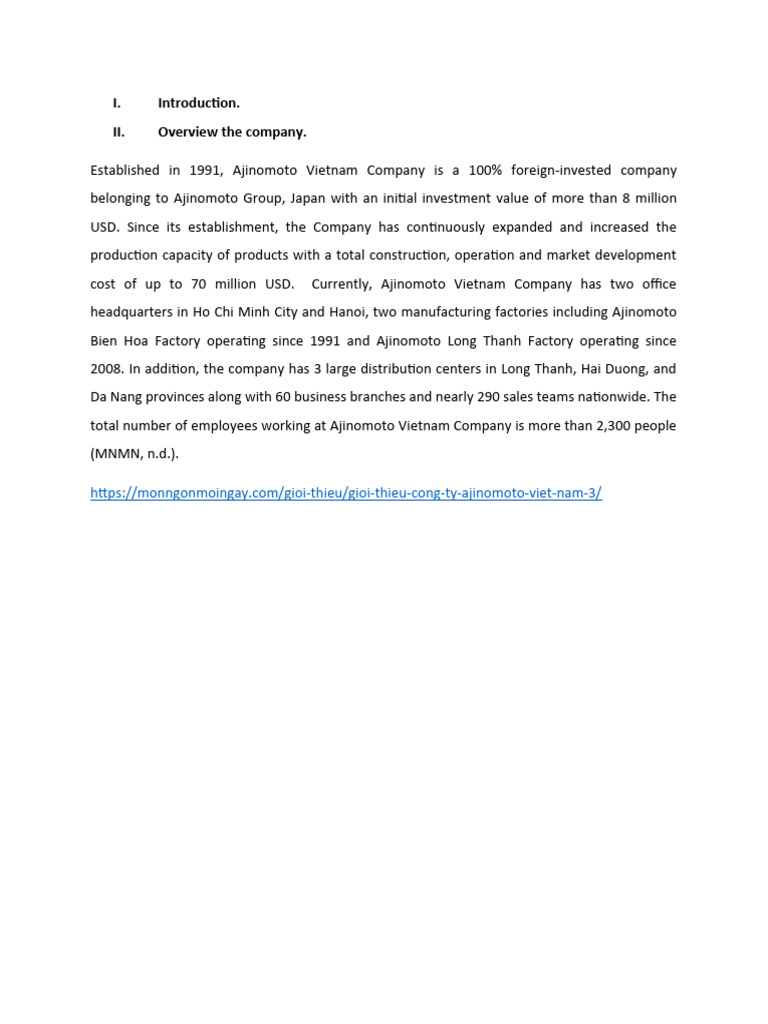Ajinomoto Vietnam Company Overview | PDF