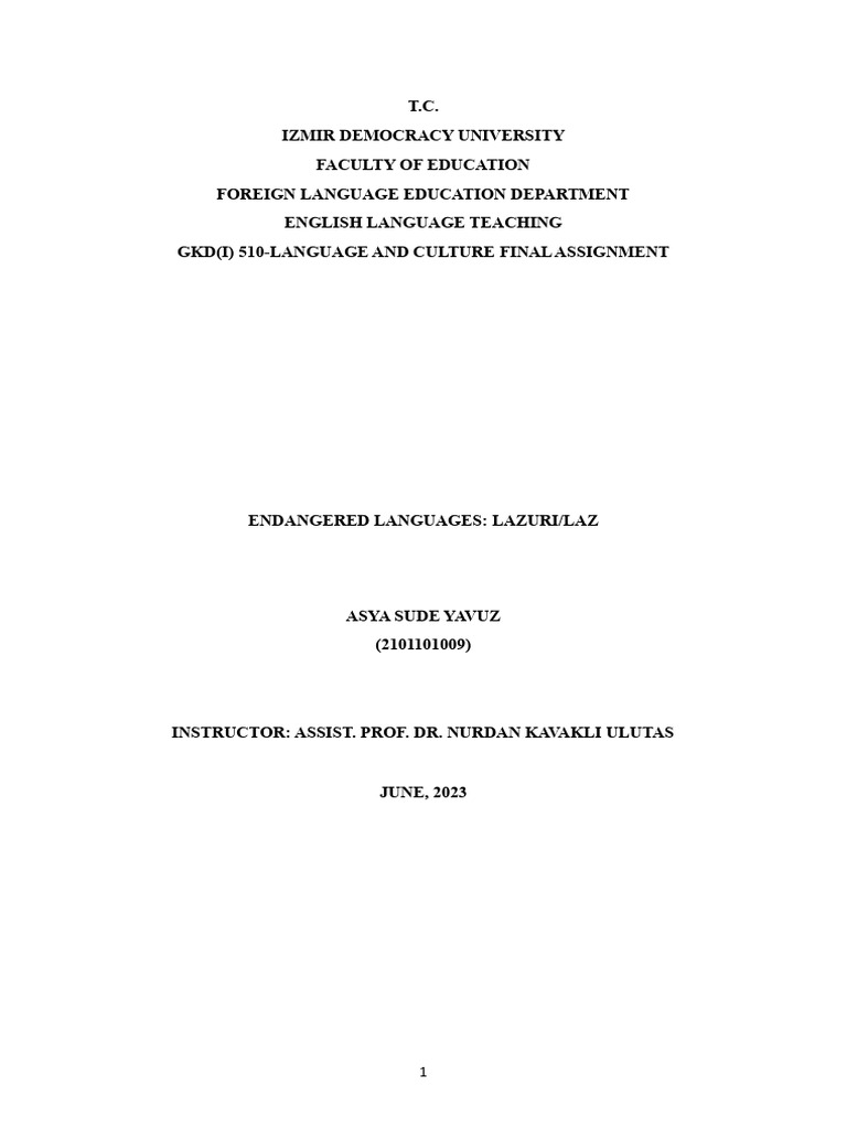 Endangered Lazuri Language Overview | PDF | Linguistics | Languages