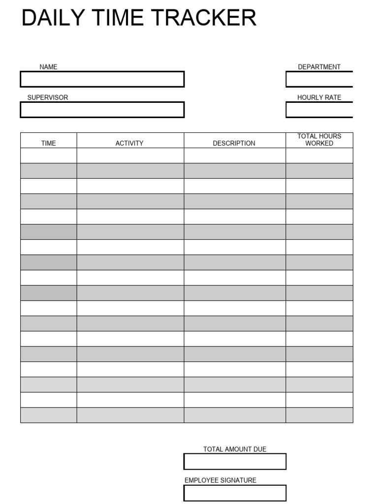 Daily Timesheet Template Form | PDF
