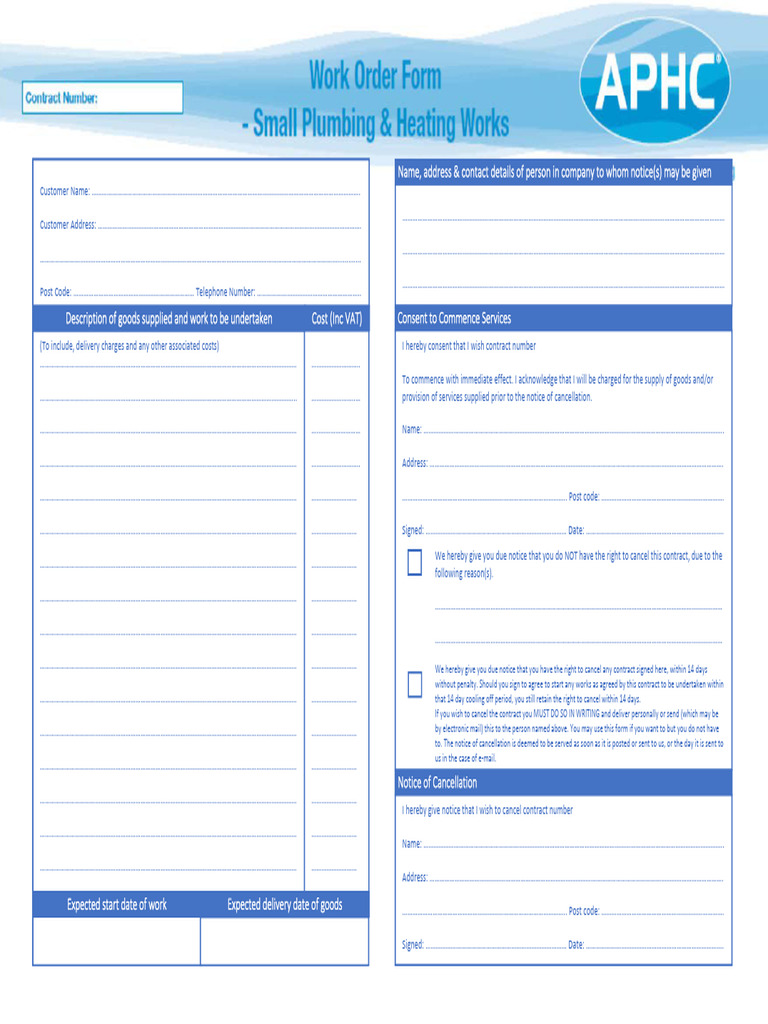 5 - Small Works Order Form V2 OCTOBER 2014-Min | PDF | Law