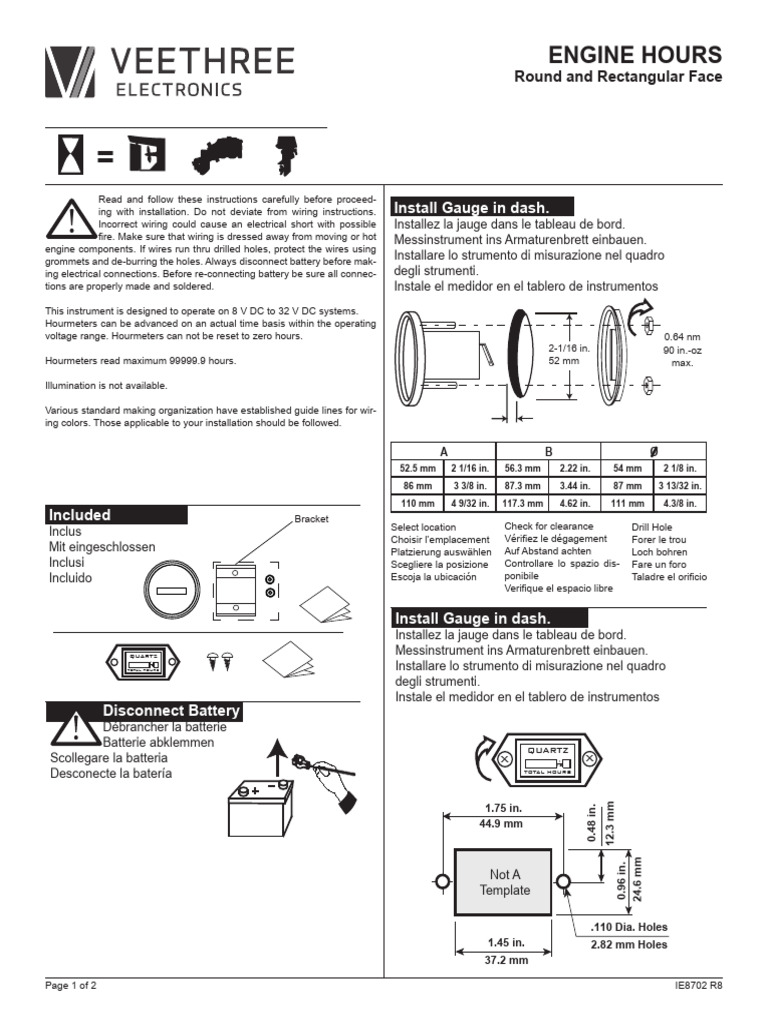 Diesel Engine Hour Meter Installation Guide | PDF | Electromagnetism ...
