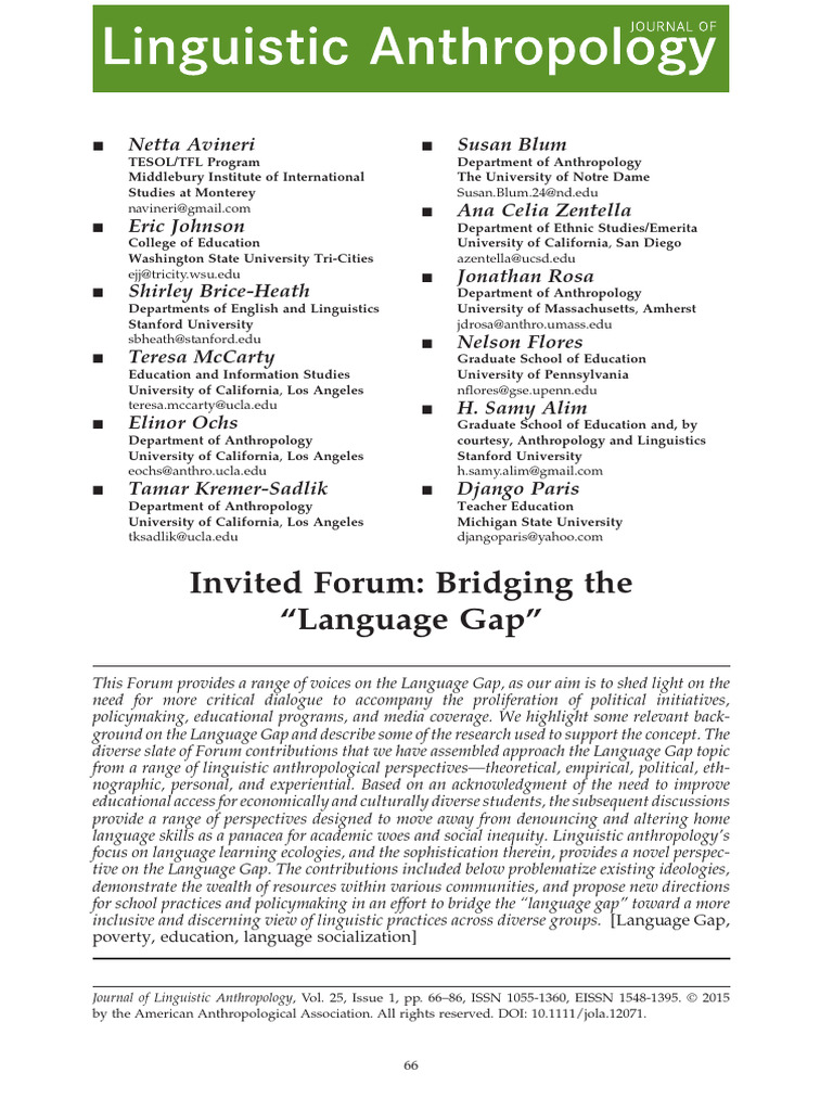 Bridging the Language Gap Forum | PDF | Elementary And Secondary ...