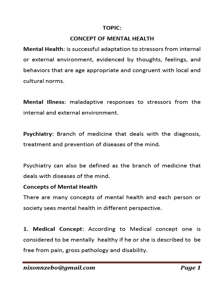 Understanding Mental Health Concepts | PDF | Mental Disorder | Psychiatry