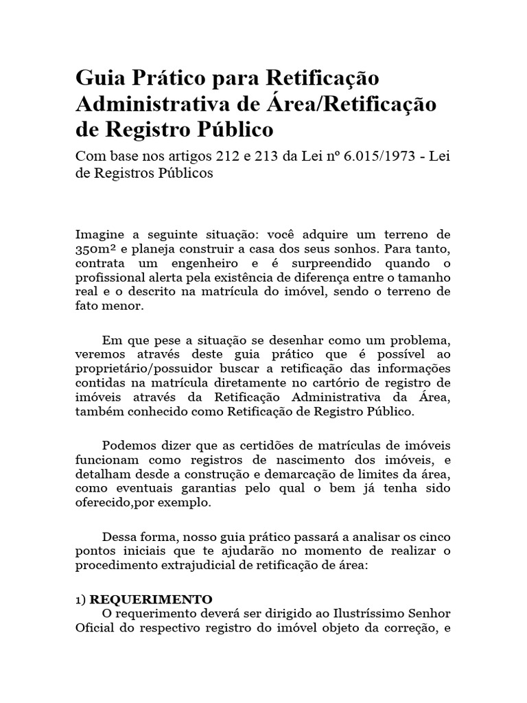 Retificação Administrativa de Imóveis | PDF | Tecnologia e Engenharia