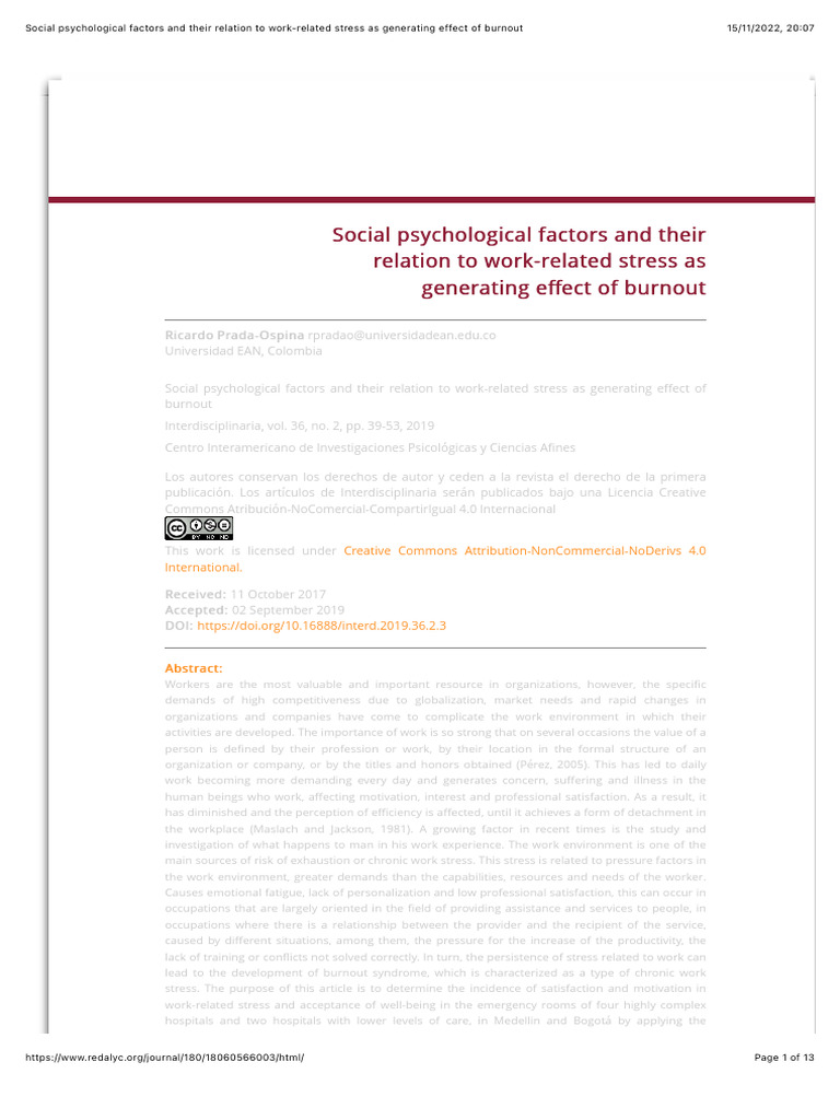Work Stress and Burnout Factors | PDF | Occupational Burnout ...