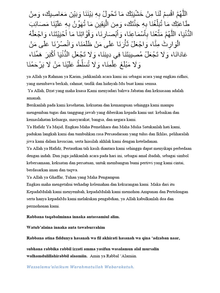 Doa Penutup Acara Resmi dan Pengajian | PDF | Agama & Spiritualitas