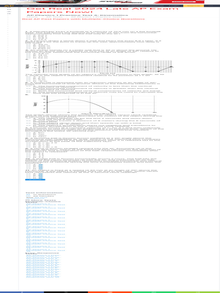 Ap physics 1 practice test 4 kinematics pdf velocity acceleration