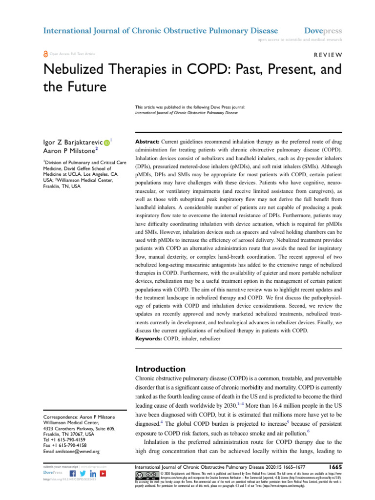 Copd 15 1665 | PDF | Chronic Obstructive Pulmonary Disease | Pulmonology