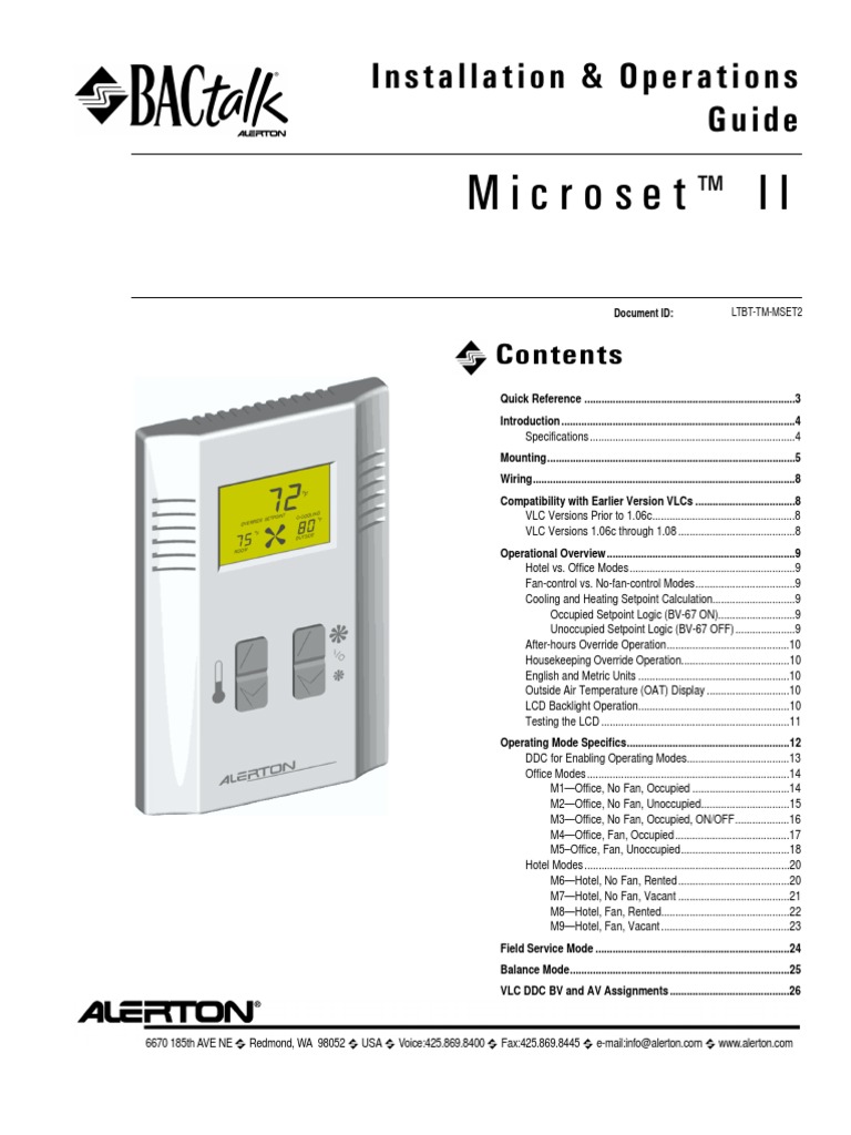 MicroSet II Installation & Operators Manual LTBT-TM-MSET2 | Electrical