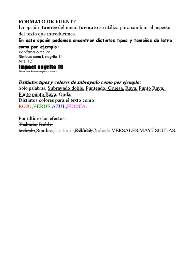 Opciones de Formato de Fuente y Estilo | PDF | Estudios de idiomas ...