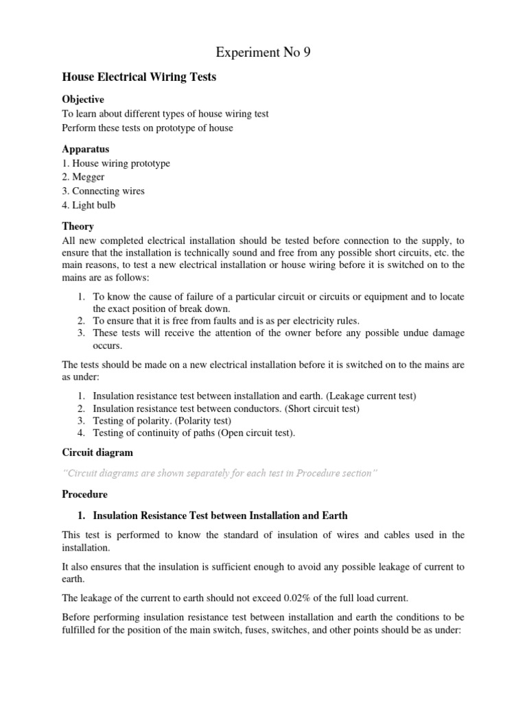 Experiment No 9 | PDF | Electrical Wiring | Switch